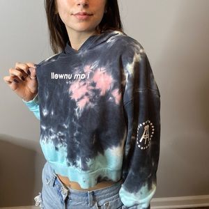 I AM UNWELL Tye-Dye Crop Hoodie